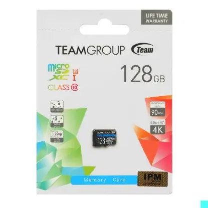 نمایش جزئیات کارت حافظه microSDXC تیم گروپ Class 10 U3 90MB/S ظرفیت 128 گیگابایت