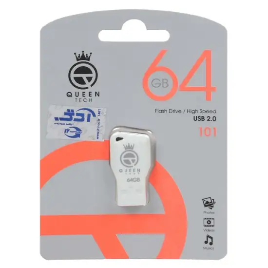 تصویر فلش مموری کوئین تک مدل tech-101 USB2.0 ظرفیت 64 گیگابایت