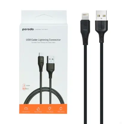 نمایش جزئیات کابل تبدیل USB به لایتنینگ پرودو مدل PD-U2LC-BK طول 2 متر