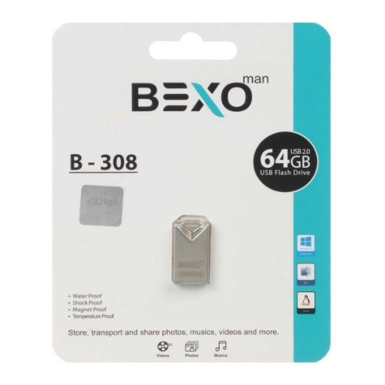 تصویر فلش مموری بکسو مدل B-308 USB2.0 ظرفیت 64 گیگابایت