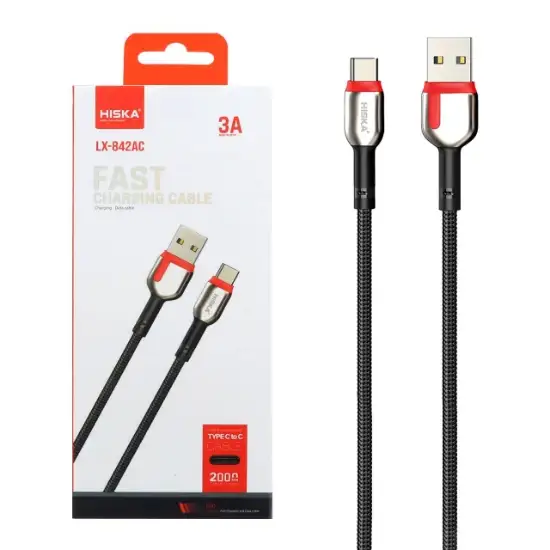 تصویر کابل تبدیل فست USB به USB-C هیسکا مدل LX-842AC طول 2 متر