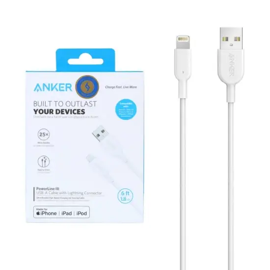 تصویر کابل تبدیل USB به Lightning انکر مدل PowerLine III A8813 طول 1.8 متر