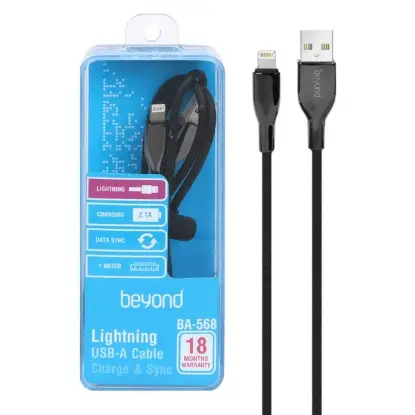 نمایش جزئیات کابل تبدیل USB به Lightning بیاند مدل BA-568 طول 1 متر