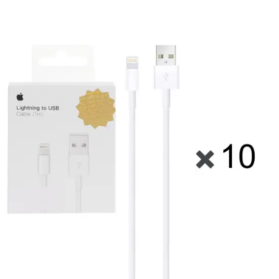 تصویر پک 10 عددی USB به Lightning آیفون 7IC 100% طول 1 متر