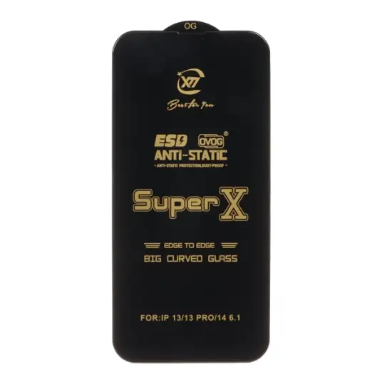 تصویر گلس گوشی آنتی استاتیک Full Cover Super X برای iPhone 13 / 13 Pro / 14