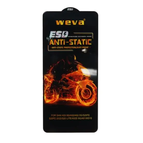 تصویر گلس گوشی Full Cover ESD Anti Satic - Weva برای Samsung A51/A52/A52S/A53/S20 FE