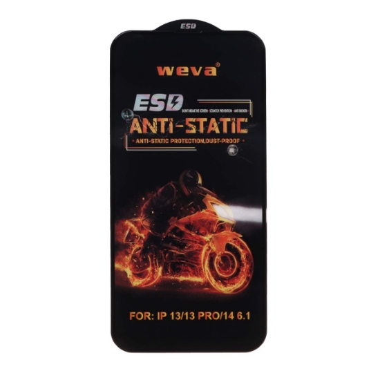 تصویر گلس گوشی Full Cover ESD Anti Satic - Weva برای Iphone 13 / 13 Pro / 14