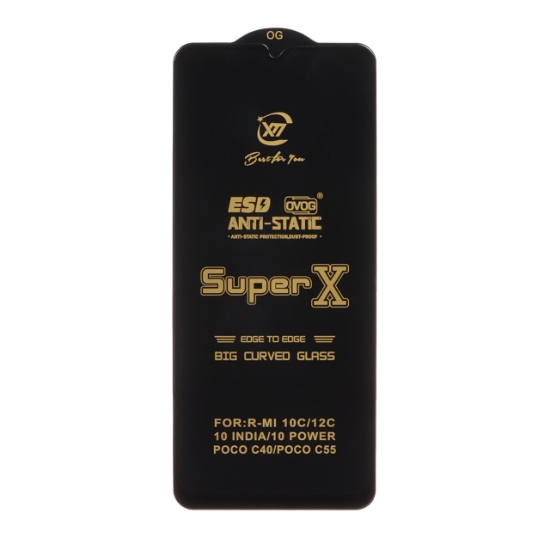 تصویر گلس گوشی آنتی استاتیک Full Cover Super X برای Xiaomi Redmi 12C / Redmi 10C / Redmi 11A / Redmi 10 Power / Poco C40 / Poco C55