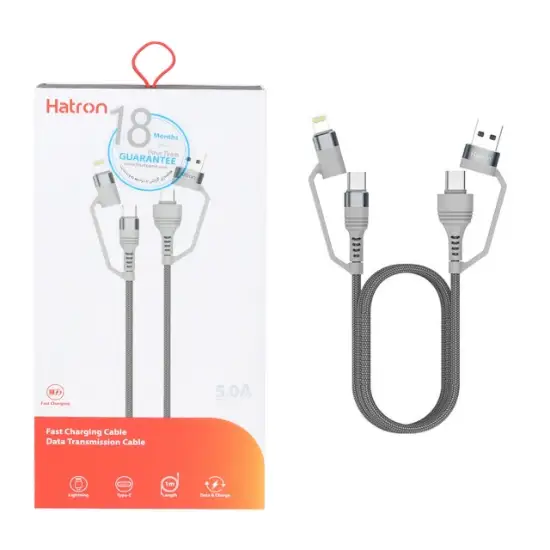 تصویر کابل شارژ تبدیل USB/USB-C و USB-C/لایتنینگ هترون مدل HC450P طول 1متر