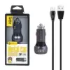 شارژر فندکی 36 وات دو پورت جی بی کیو مدل C503Q همراه با کابل MicroUSB به USB  - تصویر یکم