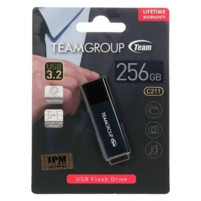 نمایش جزئیات فلش مموری تیم گروپ مدل C211 USB3.2 ظرفیت 256 گیگابایت