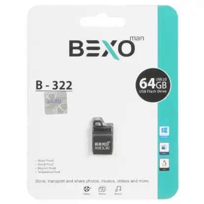 نمایش جزئیات فلش مموری بکسو مدل B-322 USB2.0 ظرفیت 64 گیگابایت