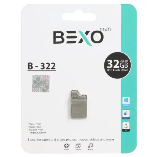 تصویر فلش مموری بکسو مدل B-322 USB2.0 ظرفیت 32 گیگابایت