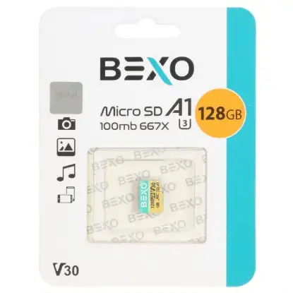 نمایش جزئیات کارت حافظه microSDXC بکسو مدل UHS-I U1 Class10-100MB/s 667X ظرفیت 128 گیگابایت