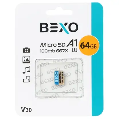 نمایش جزئیات کارت حافظه microSDXC بکسو مدل UHS-I U3 Class10-100MB/s 667X ظرفیت 64 گیگابایت