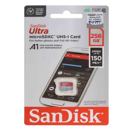 تصویر کارت حافظه microSDXC سن دیسک مدل Ultra استاندارد UHS-I Full HD سرعت 150MBps ظرفیت 256 گیگابایت