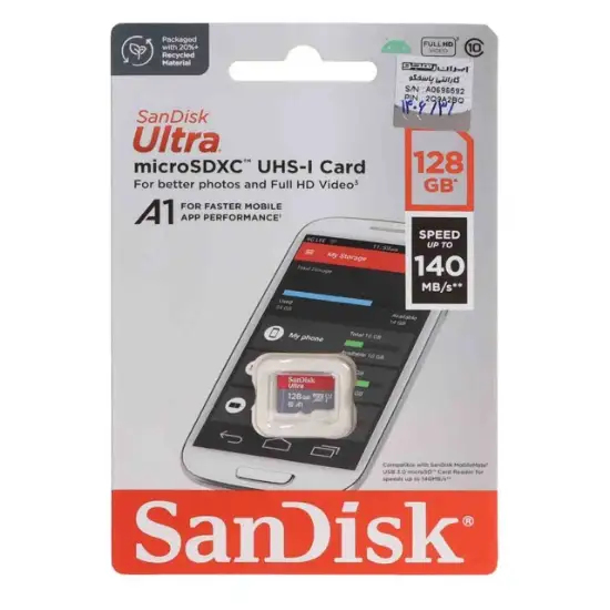 تصویر کارت حافظه Ultra microSDXC سن دیسک مدل UHS-I Full HD ظرفیت 128 گیگابایت