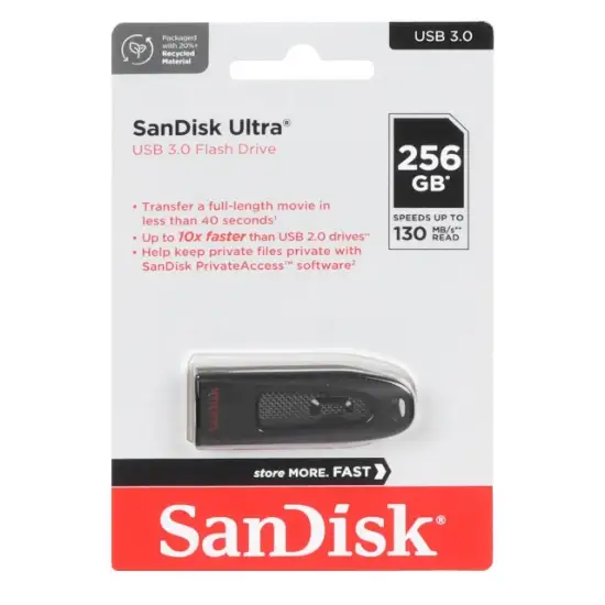تصویر فلش مموری سن دیسک مدل Ultra USB3.0 ظرفیت 256 گیگابایت