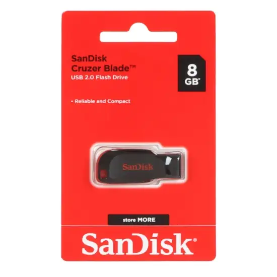تصویر فلش مموری سن دیسک مدل Cruzer Blade USB2.0 ظرفیت 8 گیگابایت