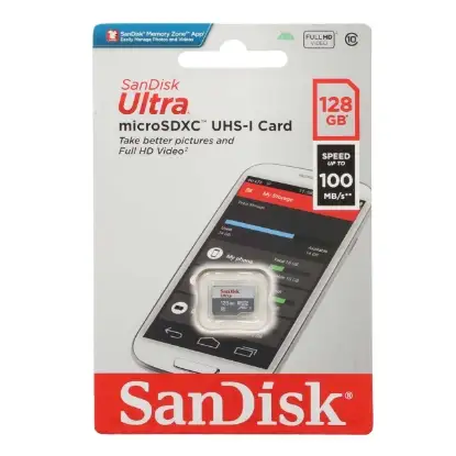 تصویر کارت حافظه microSDXC سن دیسک مدل Ultra UHS-I سرعت 100MB/s و ظرفیت 128 گیگابایت