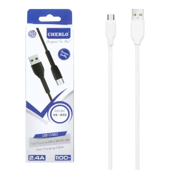 تصویر کابل تبدیل USB به MicroUSB  چرلو مدل V8-K02 به طول 1.1 متر