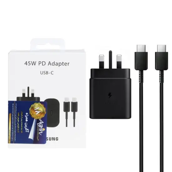 تصویر شارژر دیواری 45 وات سه پین مدل EP-TA845 بهمراه کابل تبدیل USB-C 
