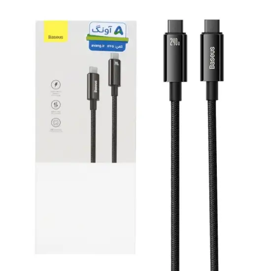 تصویر کابل تبدیل USB-C به USB-C باسئوس مدل CAWJ040001 طول 1 متر