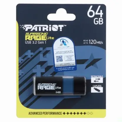 نمایش جزئیات فلش مموری پتریوت مدل RAGE Lite USB3.2 ظرفیت 64 گیگابایت