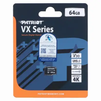 نمایش جزئیات کارت حافظه microSDXC پتریوت مدل VX Series استاندارد UHS-I V30 U3 ظرفیت 64 گیگابایت