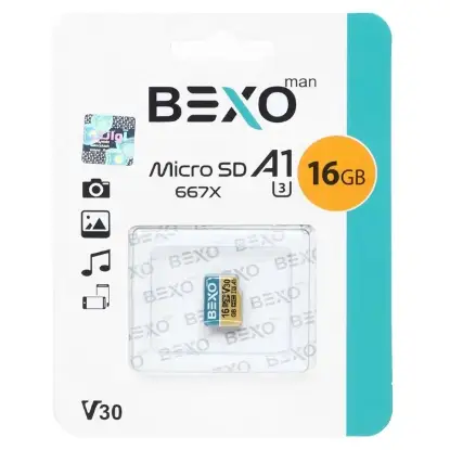 نمایش جزئیات کارت حافظه microSDHC بکسو مدل 667X استاندارد UHS-I U3 کلاس 10 سرعت (100MB/s) ظرفیت 16 گیگابایت