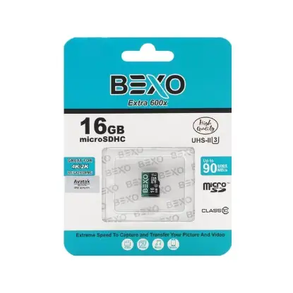 نمایش جزئیات کارت حافظه microSDHC بکسو مدل Extra 600X کلاس 10 استاندارد UHS-II U3 سرعت (90MB/s) ظرفیت 16 گیگابایت