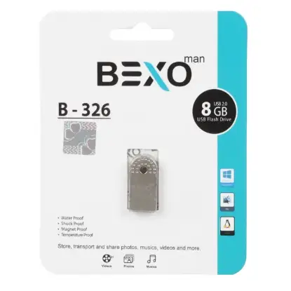 نمایش جزئیات فلش مموری بکسو مدل B-326 USB2.0 ظرفیت 8 گیگابایت