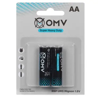 نمایش جزئیات باتری قلمی او ام وی مدل Super Heavy Duty R6P بسته 2 عددی