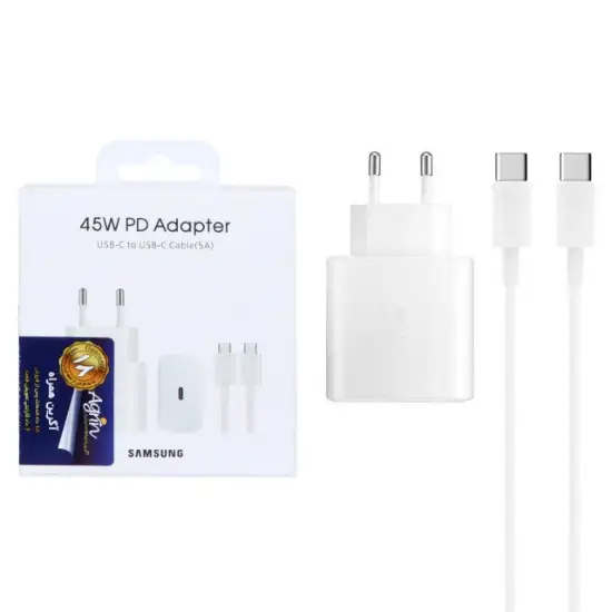 تصویر شارژر دیواری 45 وات سامسونگ مدل EP-TA845 به همراه کابل تبدیل USB-C دوپین