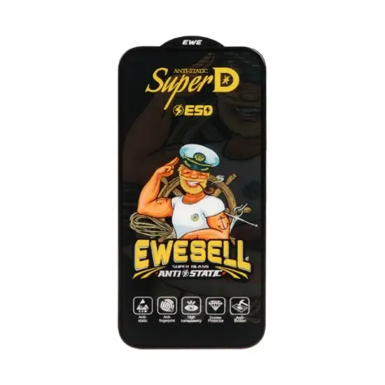 تصویر گلس گوشی Full Cover Super D Esd Ewesell برای iPhone 15 / 14 Pro