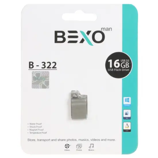 تصویر فلش مموری بکسو مدل B-322 USB2.0 ظرفیت 16 گیگابایت