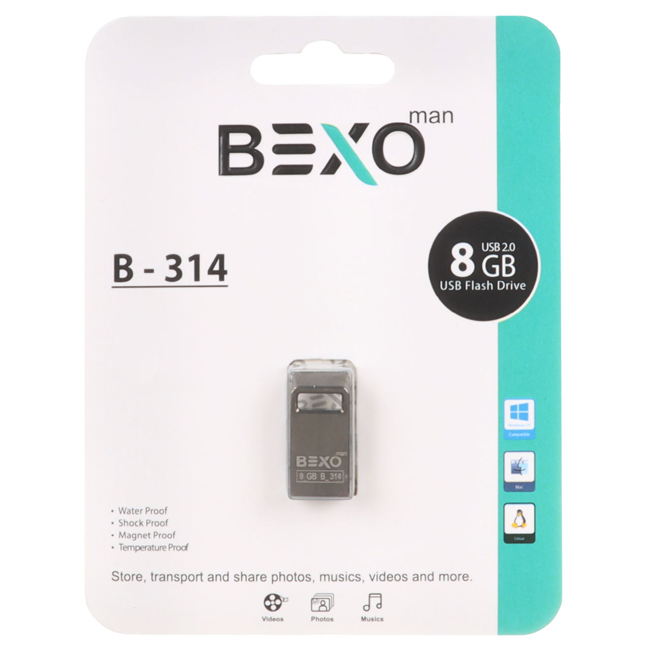 فلش مموری بکسو مدل B-314 USB2.0 ظرفیت 8 گیگابایت