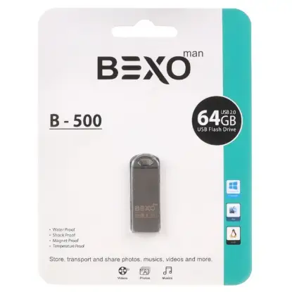 نمایش جزئیات فلش مموری بکسو مدل B-500 USB2.0 ظرفیت 64 گیگابایت