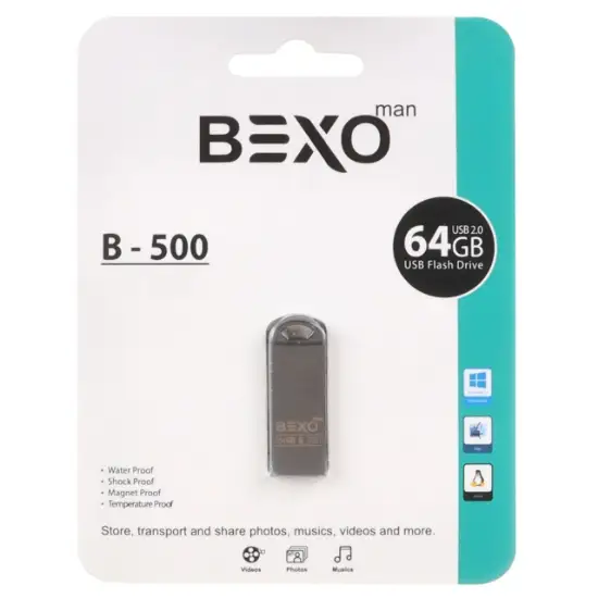 تصویر فلش مموری بکسو مدل B-500 USB2.0 ظرفیت 64 گیگابایت