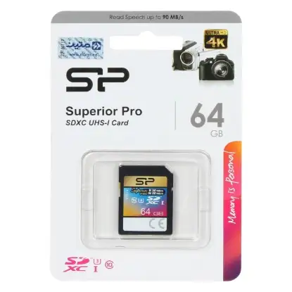 نمایش جزئیات کارت حافظه SDXC سیلیکون پاور مدل U3 Superior PRO کلاس 10 سرعت 90MB/s و ظرفیت 64 گیگابایت مخصوص دوربین عکاسی