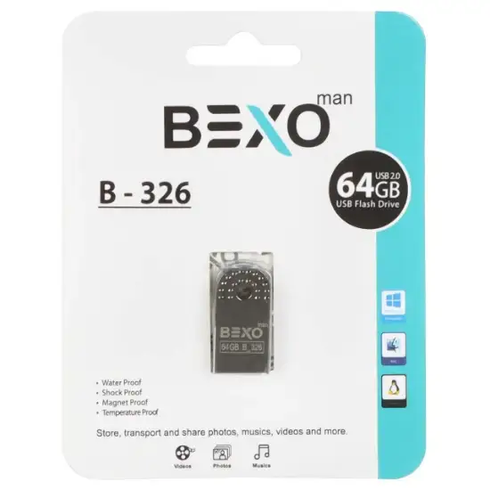 تصویر فلش مموری بکسو مدل B-326 USB2.0 ظرفیت 64 گیگابایت