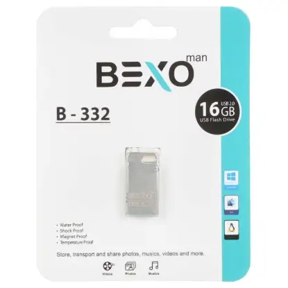 نمایش جزئیات فلش مموری بکسو مدل B-332 USB2.0 ظرفیت 16 گیگابایت