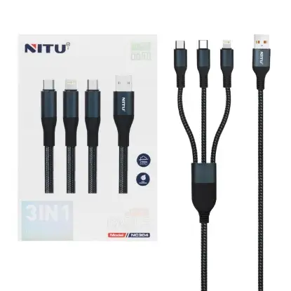نمایش جزئیات کابل تبدیل USB به لایتنینگ به USB-C به microUSB نیتو مدل NC304