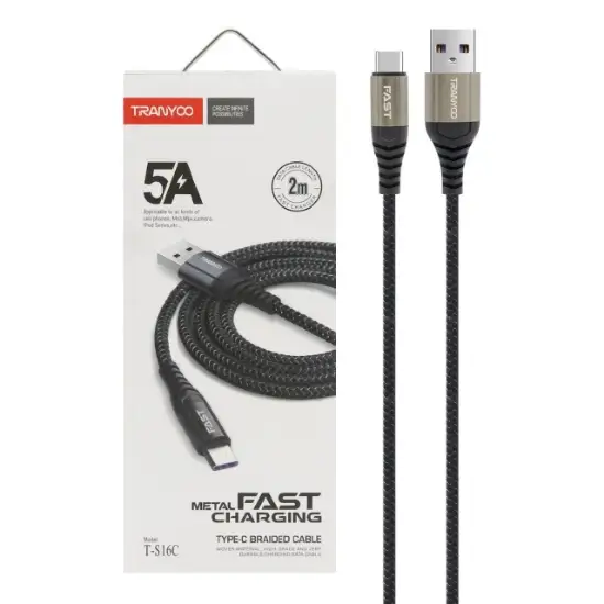 تصویر کابل تبدیل USB به USB-C ترانیو مدل T-S16C طول 2 متر