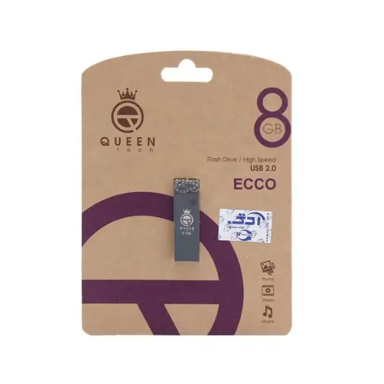 تصویر فلش مموری کوئین تک مدل Ecco USB2.0 ظرفیت 8 گیگابایت