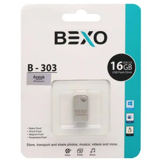 تصویر فلش مموری بکسو مدل B-303 USB2.0 ظرفیت 16 گیگابایت