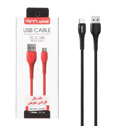 نمایش جزئیات کابل تبدیل USB به USB-C تسکو مدل TC 183 طول 1 متر