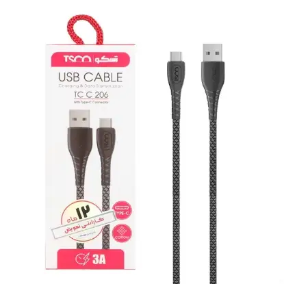 نمایش جزئیات کابل تبدیل USB به USB-C تسکو مدل TCC206 طول 1 متر