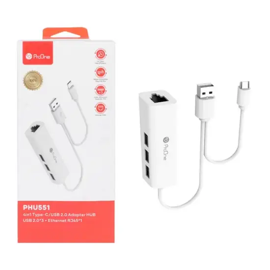 تصویر هاب 4 پورت Type-C /USB پرووان PHU551