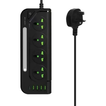 نمایش جزئیات چندراهی و محافظ برق 3000 وات گرین لاین مدلGS-100 Power Socket